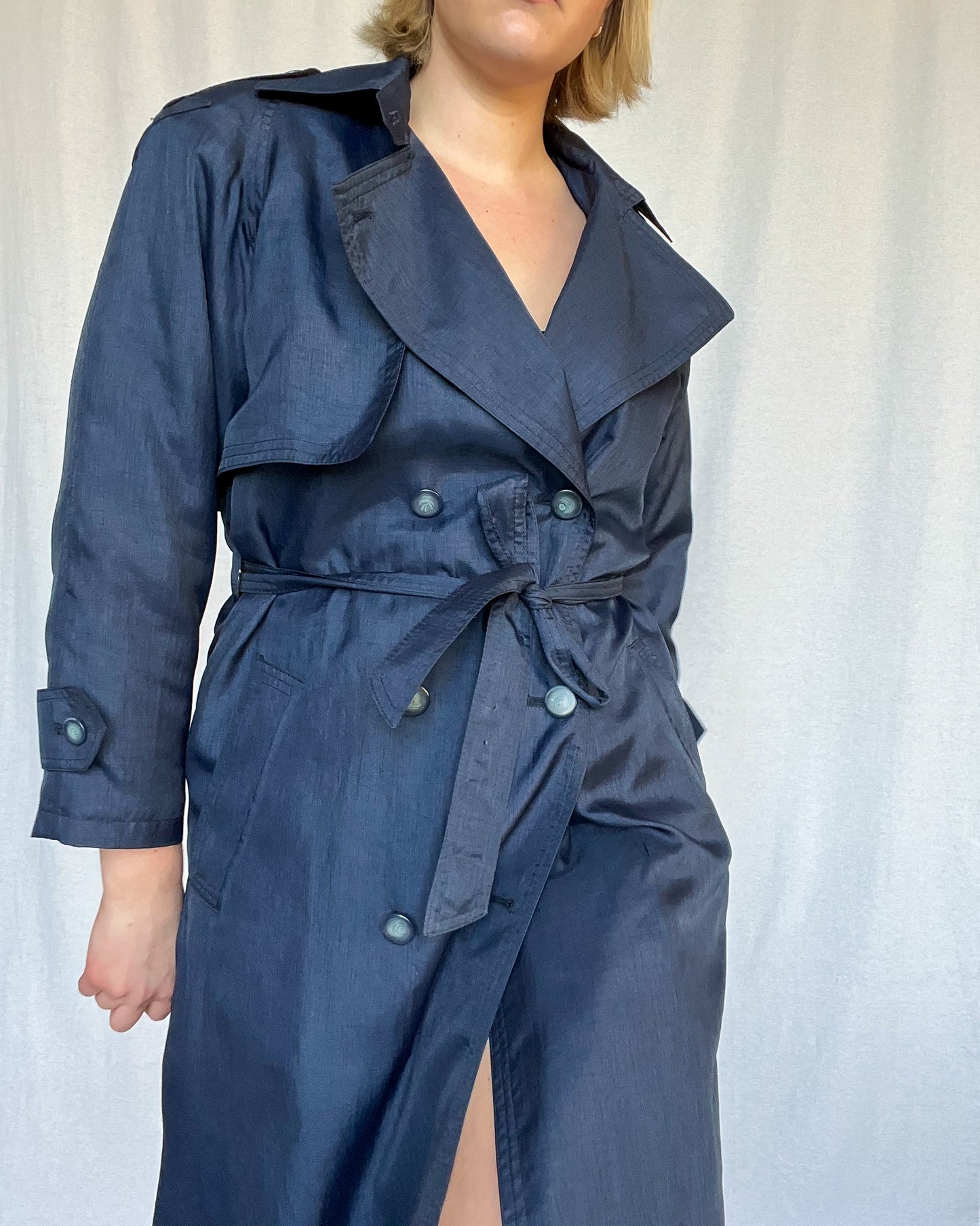 Vintage 90s - Navy - Trench Coat