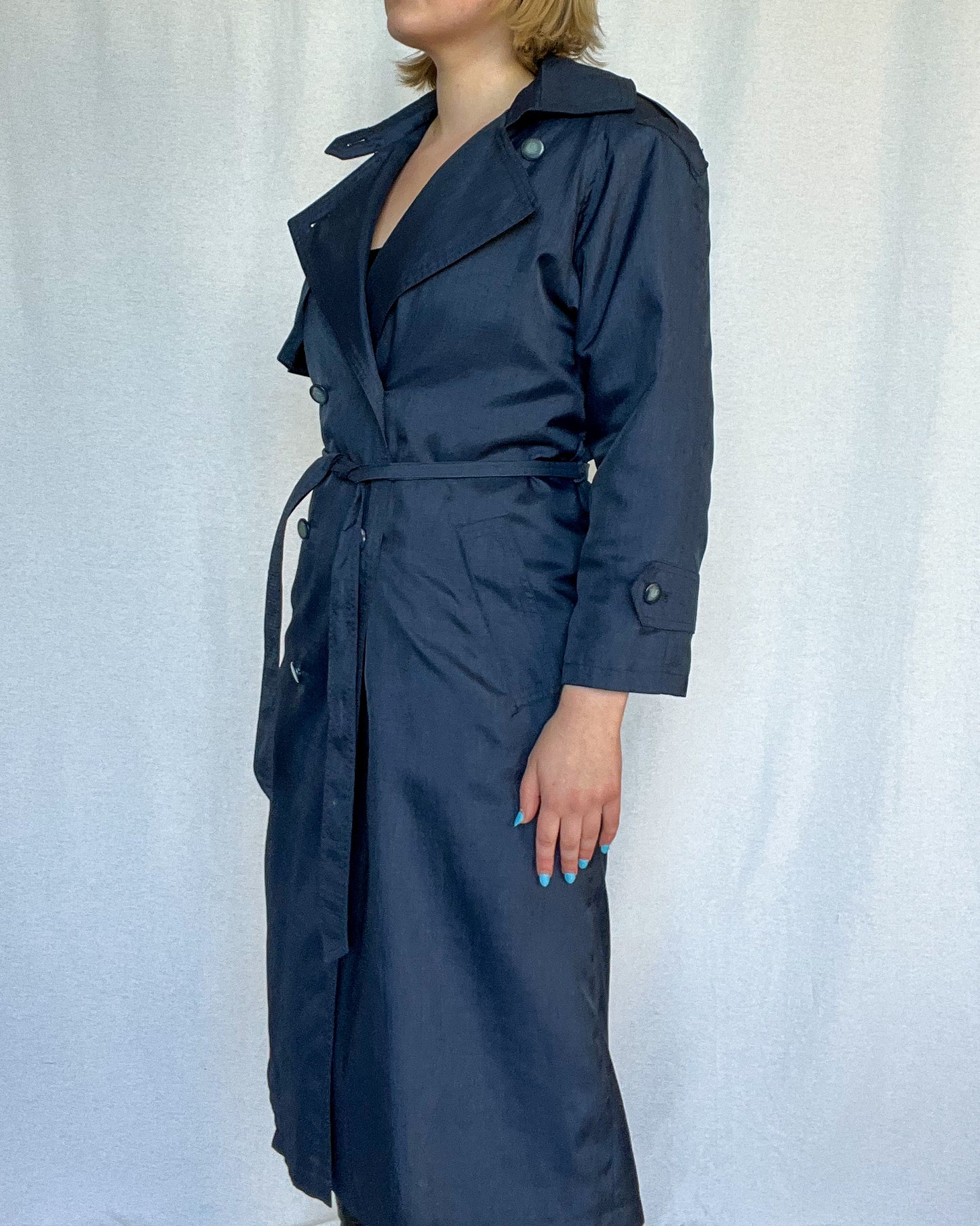 Vintage 90s - Navy - Trench Coat
