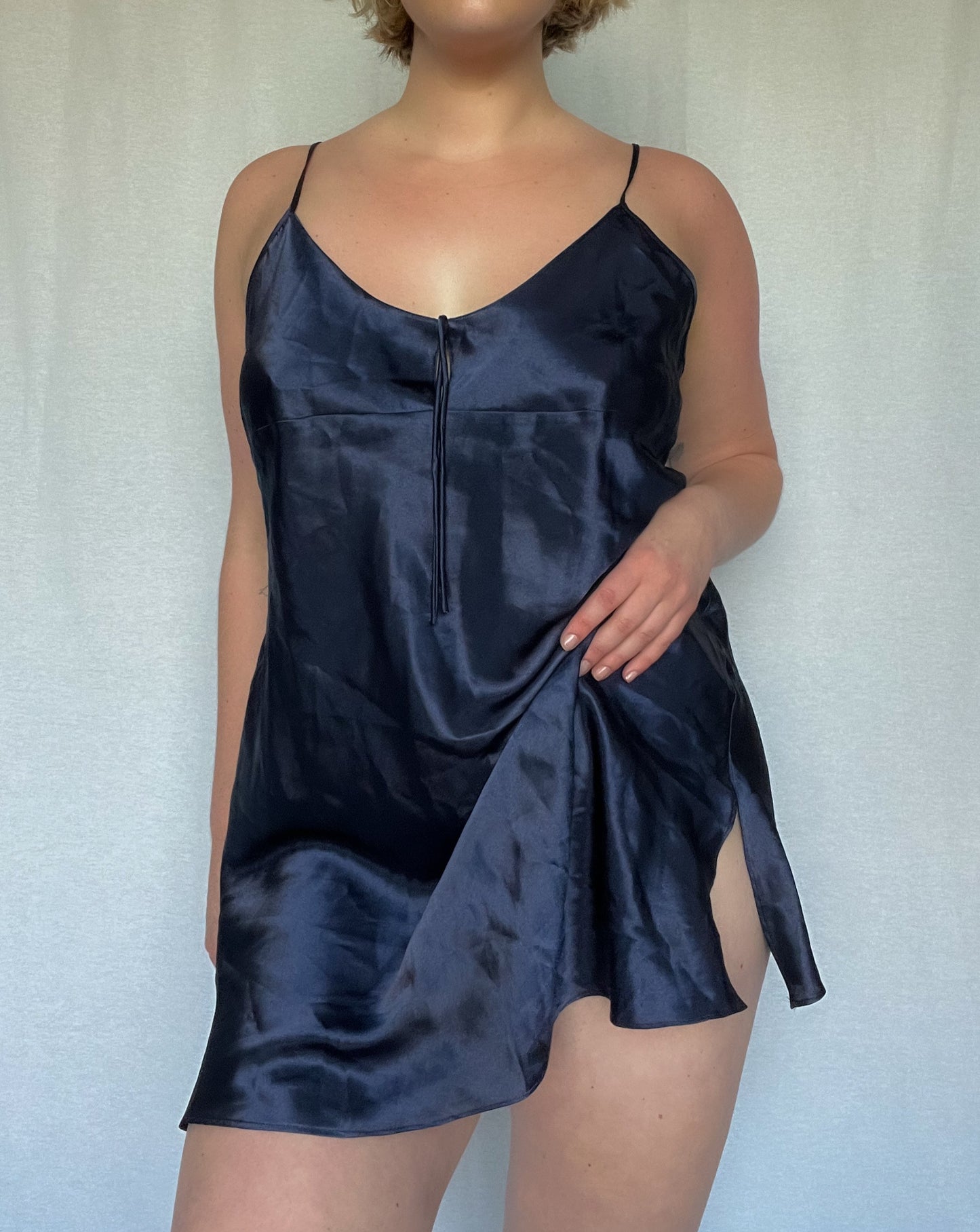 Navy Babydoll Slip Dress
