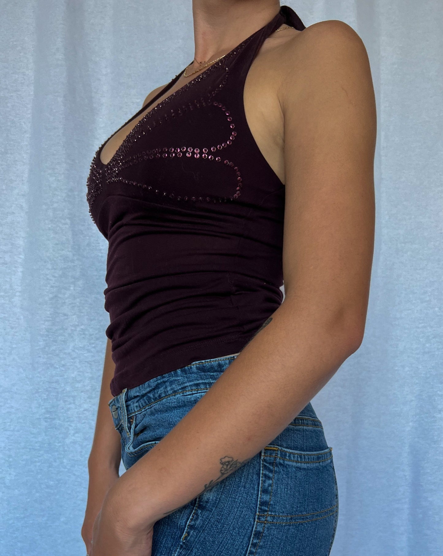 Bedazzled Purple Halter Top