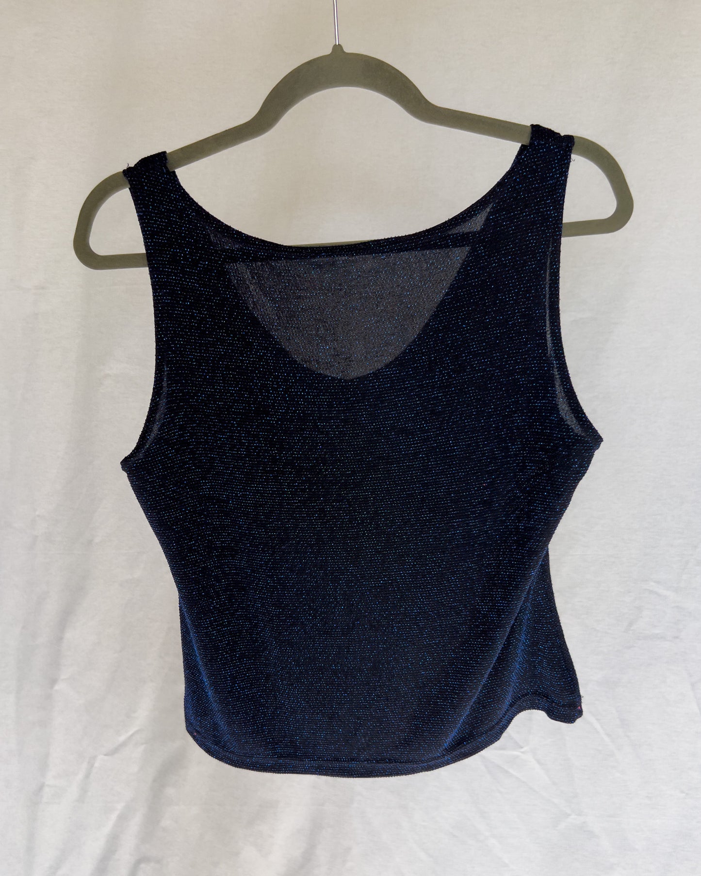 Navy Cowl Neck Sparkle Tank